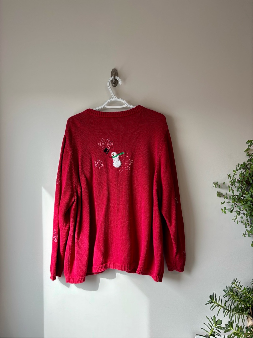 Vintage Red Snowman Button-Up Holiday Cardigan - Picture 2 of 5